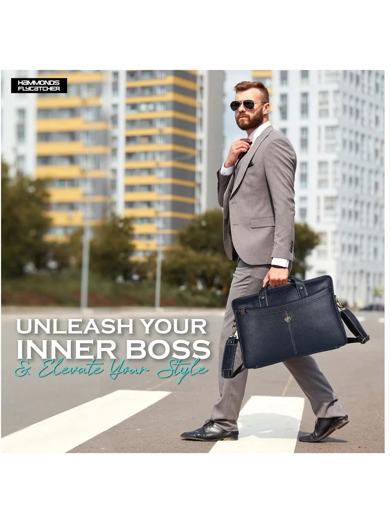 Hammonds Flycatcher  Laptop Messenger Leather Bag 15.6-inch Black LB122 (L=39, H=29, B=8 cm)  | Best Price UAE