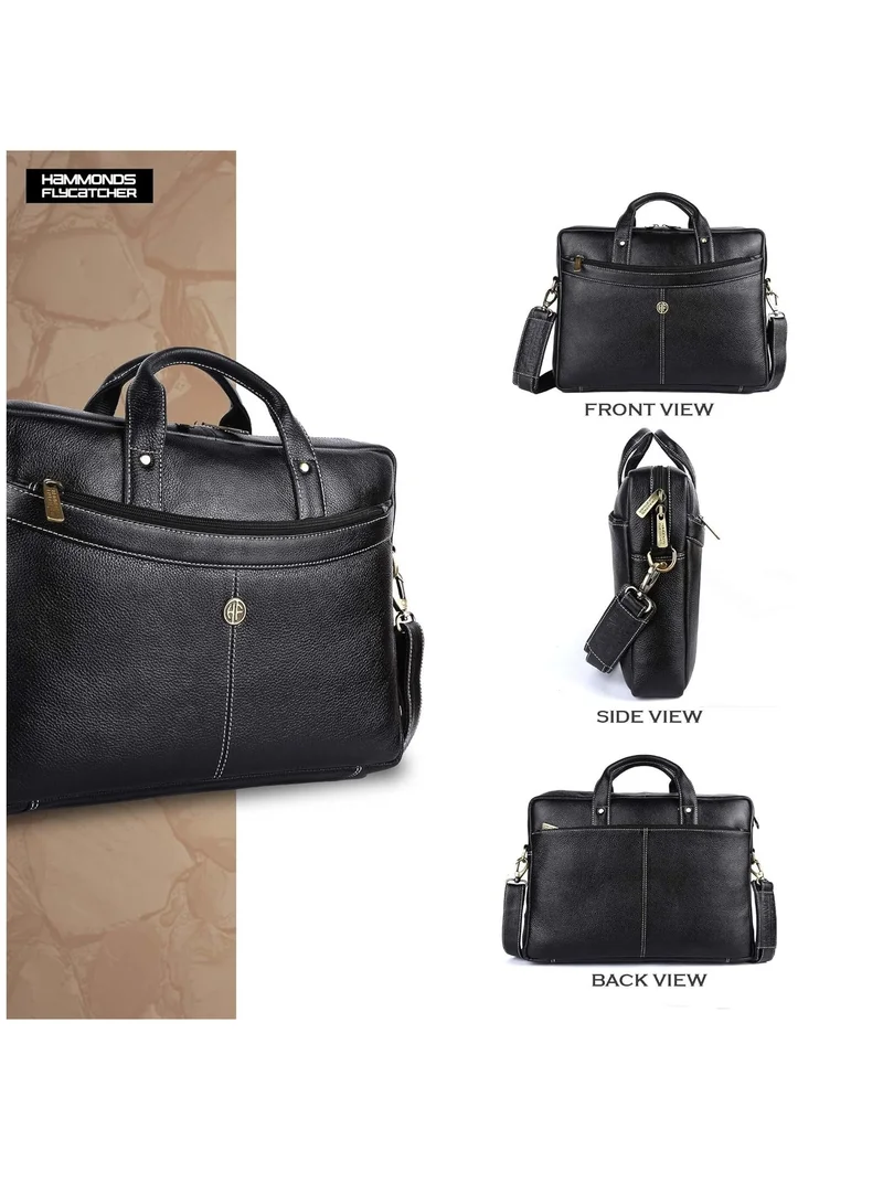 Hammonds Flycatcher  Laptop Messenger Leather Bag 15.6-inch Black LB122 (L=39, H=29, B=8 cm)  | Best Price UAE