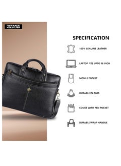 HAMMONDS FLYCATCHER Laptop Messenger Leather Bag 15.6-inch Black LB122 (L=39, H=29, B=8 cm)  - Image 3