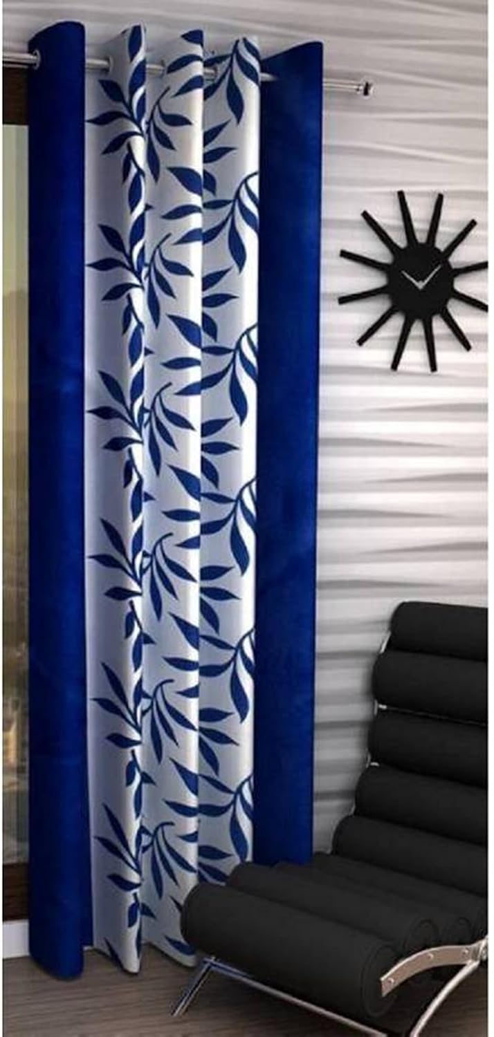 Acoma Beautiful SemiTransparent Curtains for Door 7 Feet Set of 1 Blue_CrtnLefBlue7FP1  - Image 1