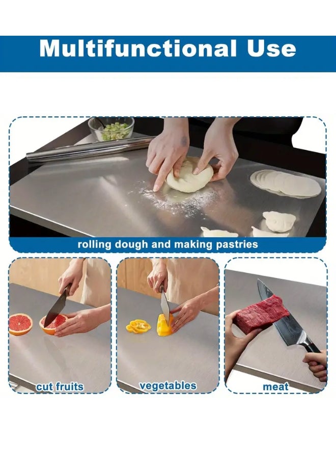 Ayda لوح تقطيع من الفولاذ المقاوم للصدأ، صحن عجين معدني، لوح تقطيع 30 سم × 20 سم × 2 سم - Image 4