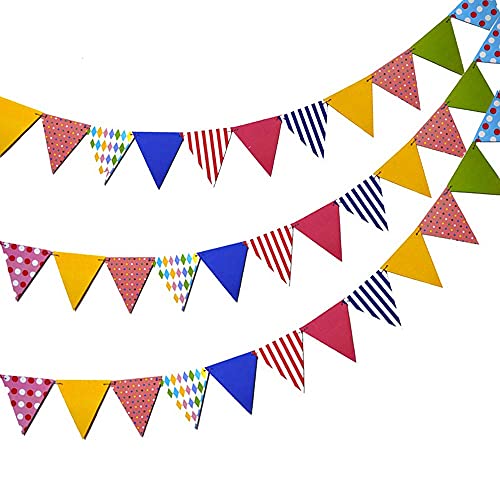 Pop the Party Bunting Flags Banner for Kids Room, Play School Decoration, Birthday Party, Baby Shower (Multi)(Pack of 3) Cardstock Material - Image 1