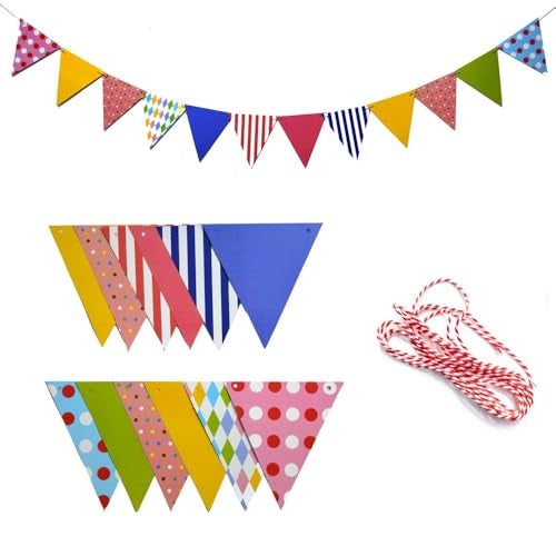 Pop the Party Bunting Flags Banner for Kids Room, Play School Decoration, Birthday Party, Baby Shower (Multi)(Pack of 3) Cardstock Material - Image 3