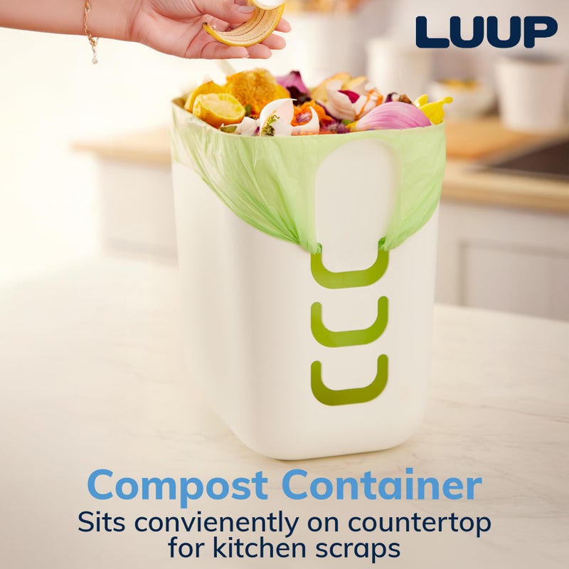 STORi Luup Trash Can (White) - Reuse Grocery Bags - Plastic Garbage Container for Bathroom, Vanity, Laundry Room, Kitchen, Office, Garage - 2.5 Gallon Wastebasket with Hooks to Secure Trash Bags - Image 5