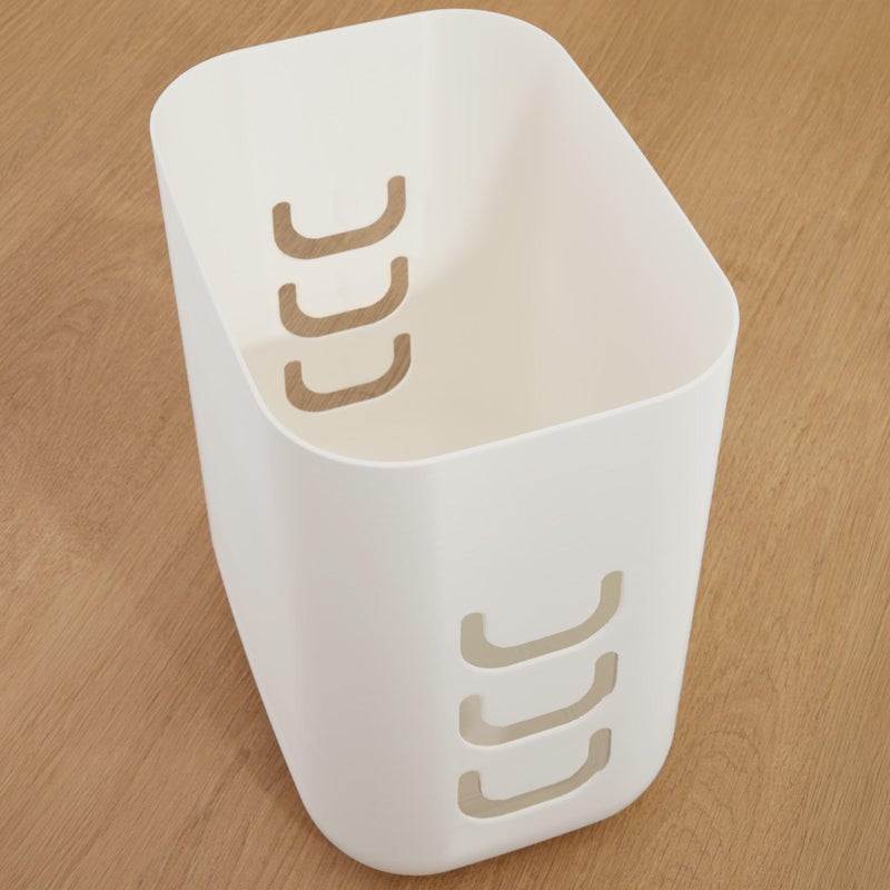 STORi Luup Trash Can (White) - Reuse Grocery Bags - Plastic Garbage Container for Bathroom, Vanity, Laundry Room, Kitchen, Office, Garage - 2.5 Gallon Wastebasket with Hooks to Secure Trash Bags - Image 3