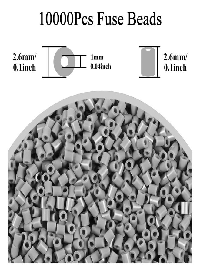 10000Pcs Loose Mini Fuse Beads 2.6mm Bulk Refill Kit Stress Relief Pixel Art 3D Craft Melting Beads for DIY Decor Crafts Creative Handmade Projects (H3 grey) - Image 2