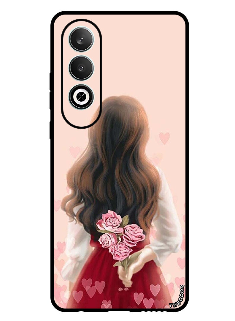 Theodor Protective Case Anti Scratch Shock Proof Bumper Cover For Oppo K12 Girl Hiding Flowers - Image 1