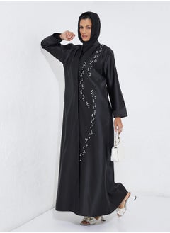 Rosette Abaya Embroidered Formal Abaya long Sleeves  - Image 4