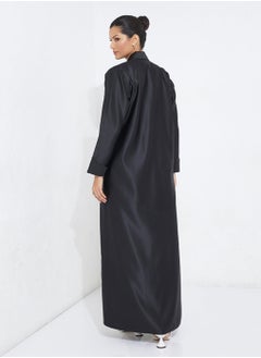 Rosette Abaya Embroidered Formal Abaya long Sleeves  - Image 3