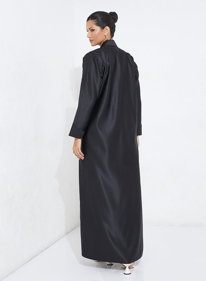 Rosette Abaya Embroidered Formal Abaya long Sleeves - Image 3