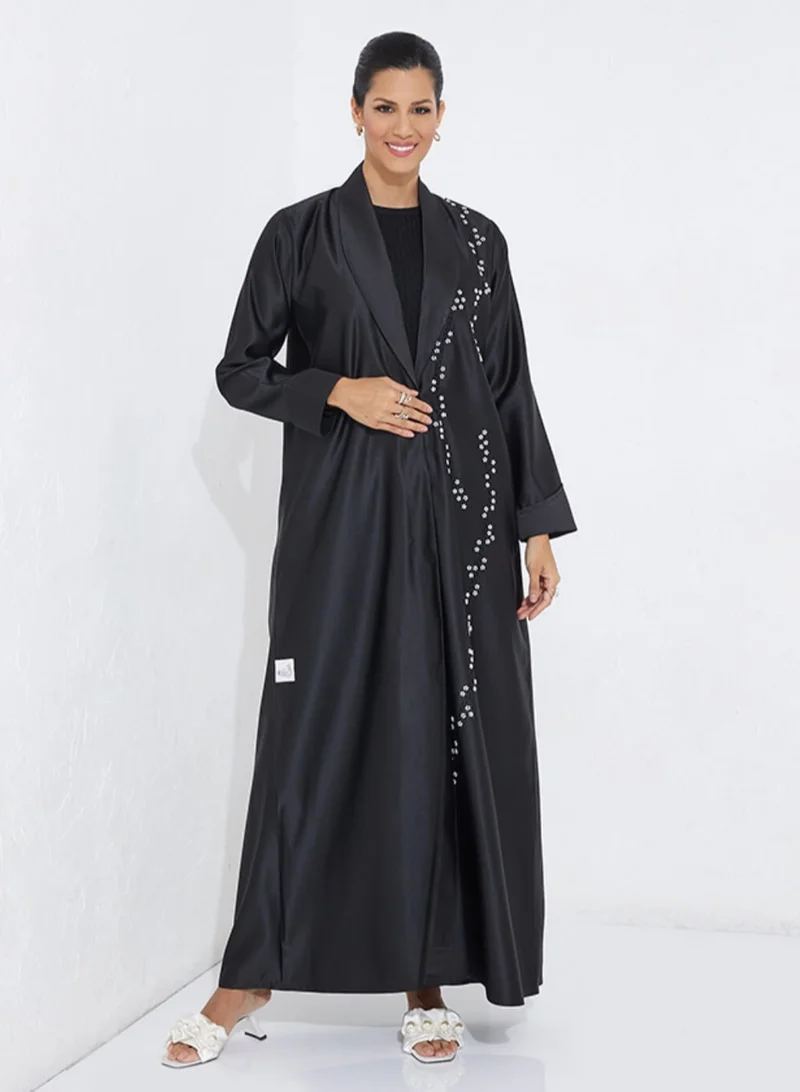 Rosette Abaya Embroidered Formal Abaya long Sleeves