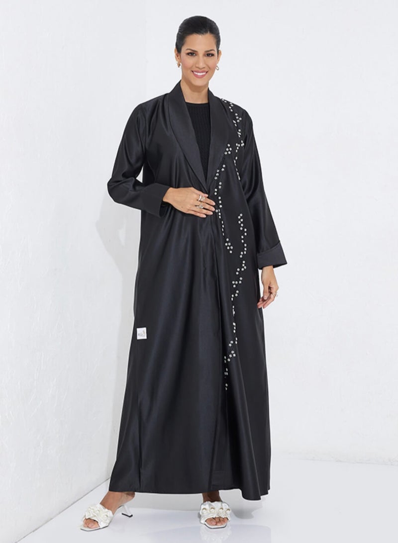 Rosette Abaya Embroidered Formal Abaya long Sleeves - Image 1