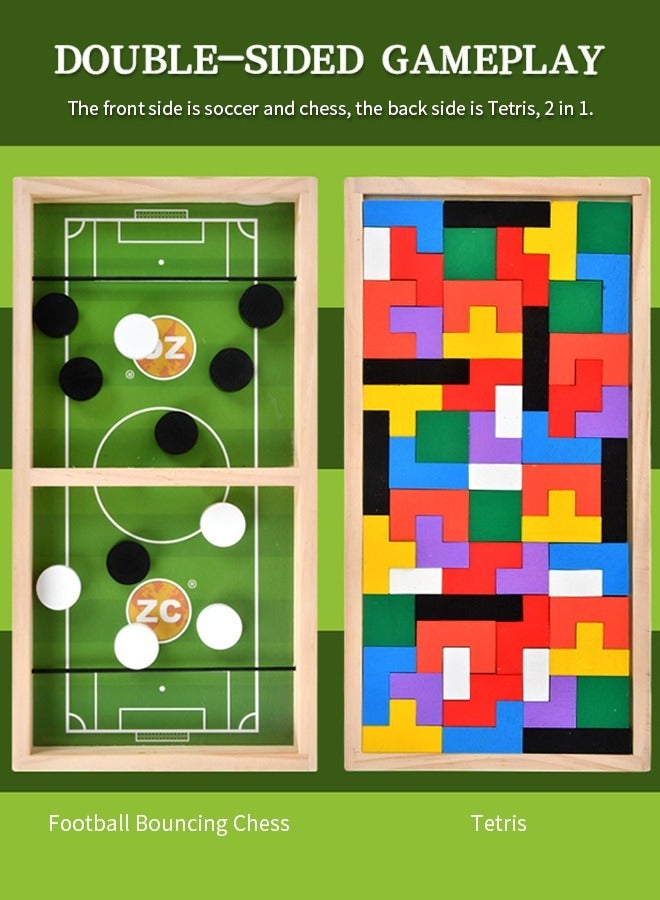 لعبة Fast Sling Puck Game، لعبة لوحية خشبية Tetris Puzzle، لعبة متعددة اللاعبين سريعة الحركة، مثالية للأطفال والكبار  - Image 5