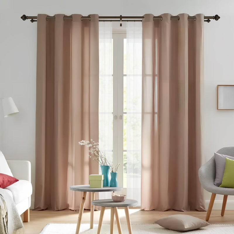 Lwiiom Heavy Duty Double Curtain Rod with Palm Leaves Finials and Aluminum Bouquet Brackets,Double Curtain Rods for Windows 36 to 72 Inches,1 Inch Front, 5/8 Inch Back Double Rods,Dark Bronze - Image 4