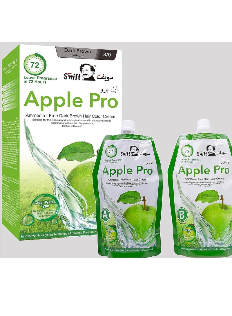 Swift Ammonia Free  Dark Brown Hair Color Cream 500+500 3/0