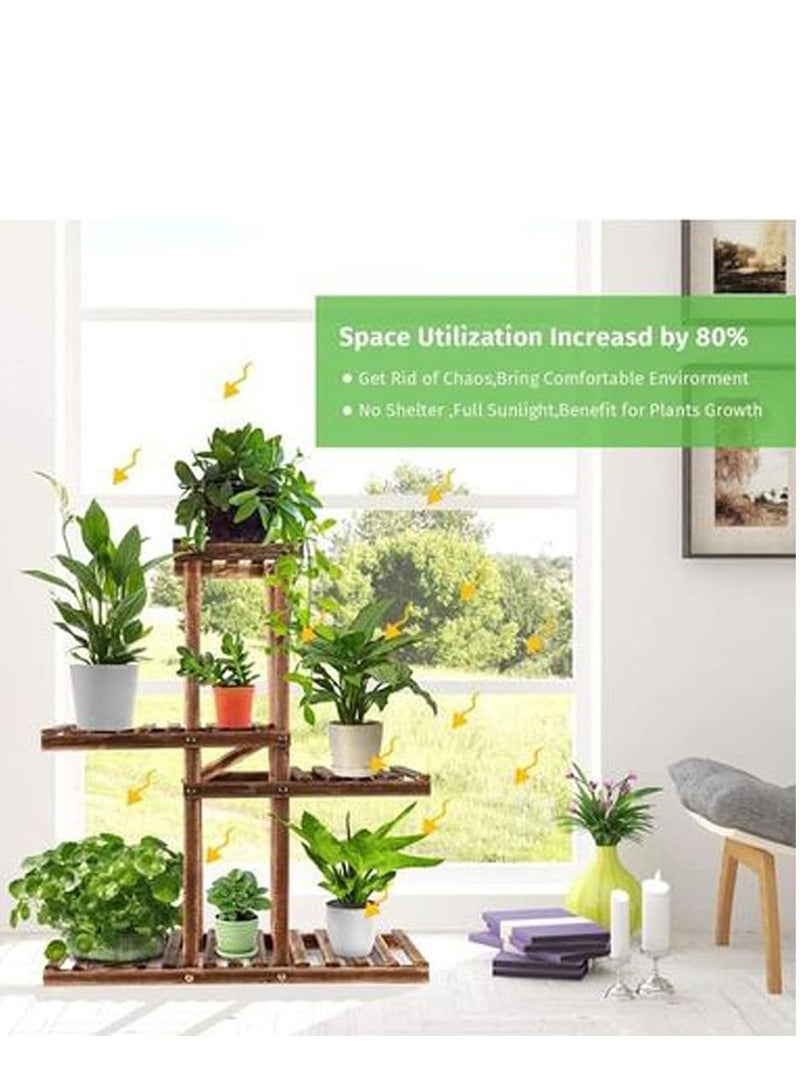 Generic FFD Wooden Plant Stand with 5 Shelves Multi-Tier Floor Standing Rack for Indoor & Outdoor Use, Perfect for Balcony, Living Room, Patio, and Garden  - Image 5