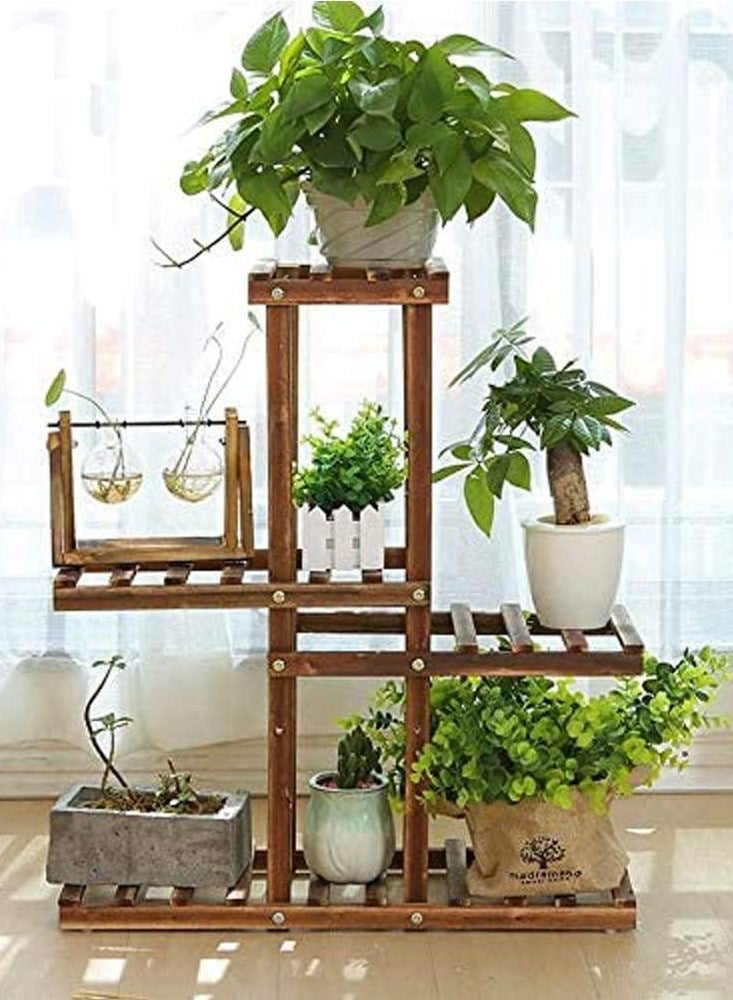 Generic FFD Wooden Plant Stand with 5 Shelves Multi-Tier Floor Standing Rack for Indoor & Outdoor Use, Perfect for Balcony, Living Room, Patio, and Garden  - Image 1