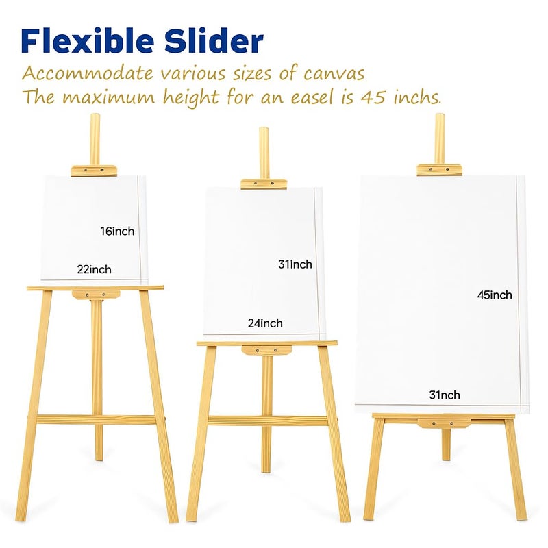 finenolo Wooden Easel Stand for Painting, 45" Adjustable Height Folding Art Easel for Canvas, Drawing, Wedding Signs & Posters, Ideal for Adults, Artists, Beginners, Students & Kids - Image 2