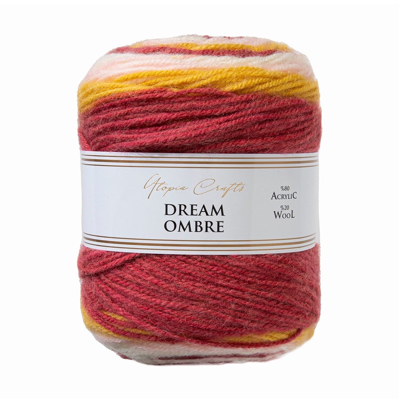 Utopia Crafts Dream Ombre Aran Multicolour Brushed Knitting and Crochet Yarn 150g Honey Mustard