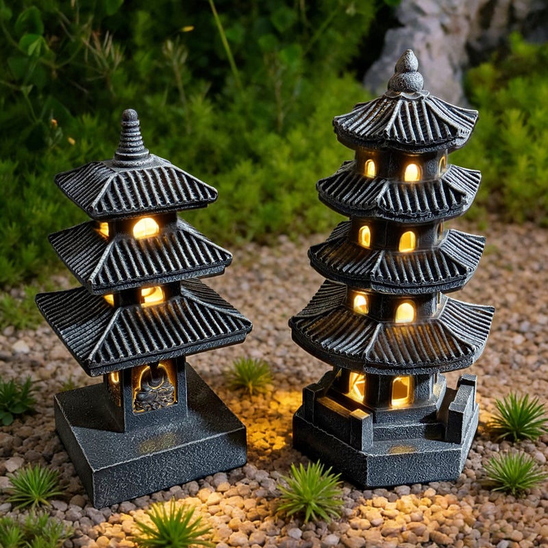 New Solar Creative Stone Tower Palace Light for Garden Landscape Villa Decor Craft - Image 1