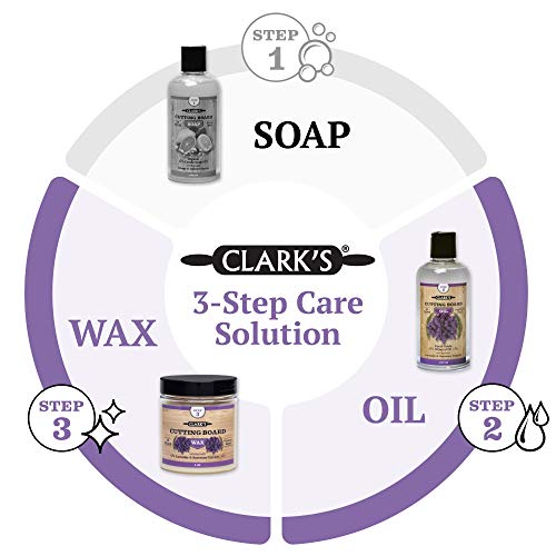 Clark's CLARK’S Cutting Board Oil and Wax Kit - Set includes Food Grade Mineral Oil (12oz), Finishing Wood Wax (6oz), Applicator Sponge & Buffing Pad, Enriched with Food Safe Lavender and Rosemary Extract - Image 3