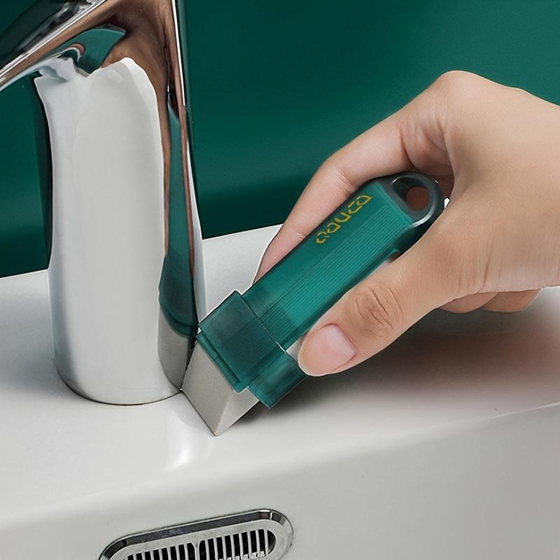 1Pc Reusable Decontamination Agent Eraser Kitchen Faucet Lime Eraser Bathroom Glass Stain Rust Remover Cleaning Supplies(Blue)