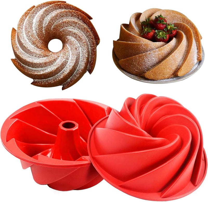 saphe Silicone cake pan, Bakeware Non Stick 10 inch round Cake Pan for making Cake, Jello, Gelatin, Bread, Brownie, Silicone fluted Cake mold - Image 2