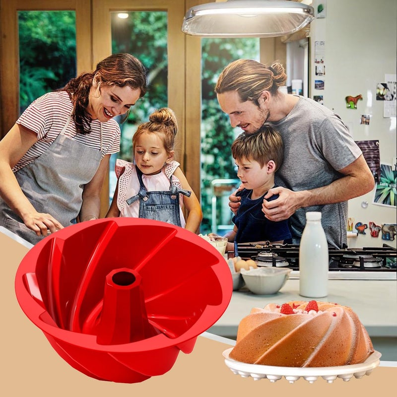 saphe Silicone cake pan, Bakeware Non Stick 10 inch round Cake Pan for making Cake, Jello, Gelatin, Bread, Brownie, Silicone fluted Cake mold - Image 5