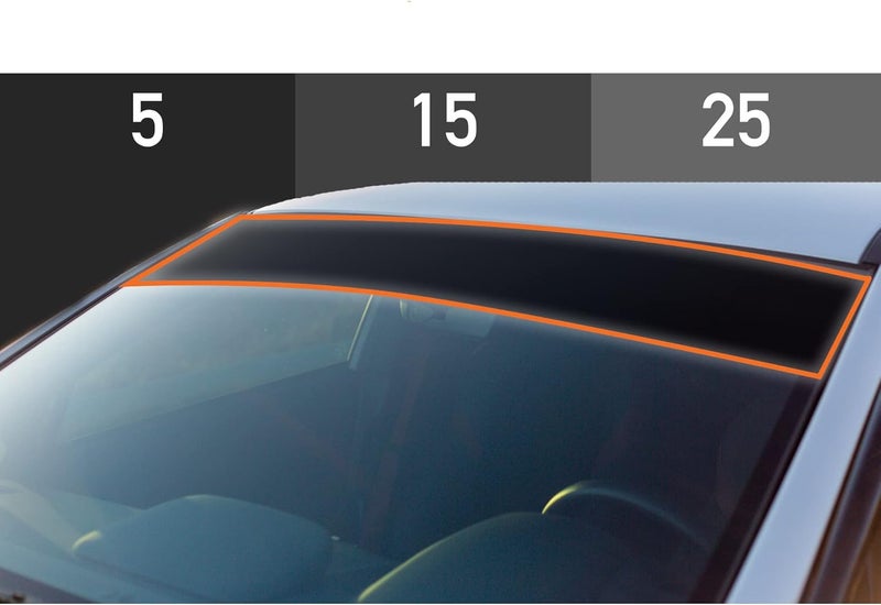 MotoShield Pro DIY-MotoShield Pro Premium Windshield Sun Strip Ceramic Film 2 Mil - Universal Fit - Blocks 99% UV - 25% VLT - Image 1