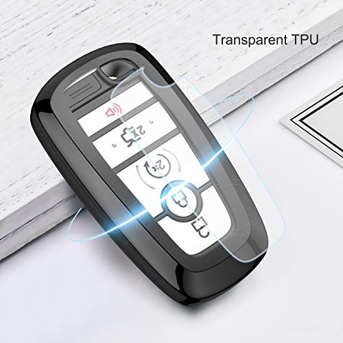 ELOHEI for Ford Key Fob Cover Case, Soft TPU Key Fob Case Protector Holder for 2017 2018 2019 Ford Fusion F150 F250 F350 F450 F550 Edge Explorer Escape Mustang Remote Keyless Entry (Black) - Image 2