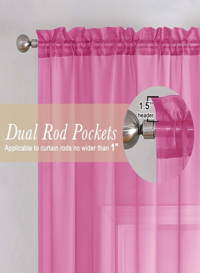Lecloud Hot Pink Sheer Curtains for Bedroom 84 Inches Long 2 Panels, Light Filtering Voile Rod Pockets Window Curtains for Living Room, Rustic Farmhouse Decor Drapes, Each Panel 42" W x 84" L - Image 5