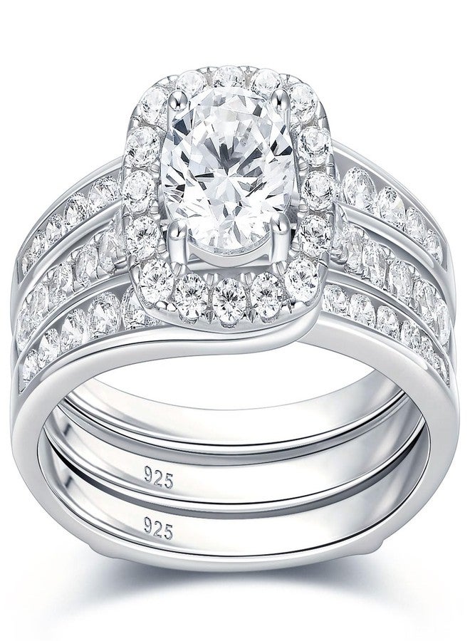 نيو شي جولري مجموعة خواتم زفاف نسائية من نيوشي للمجوهرات، مرصعة بأحجار الزركونيا المكعبة من فئة AAAAA، مصنوعة من الفضة الإسترليني عيار 925، تتضمن خاتم خطوبة وحلقات تزيين، مقاس 5. - Image 1