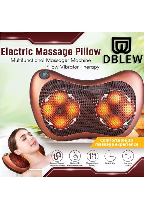 Shiatsu Neck And Shoulder Massage Pillow Body Back Relaxation by 8 Heads With Heating Kneading Therapy