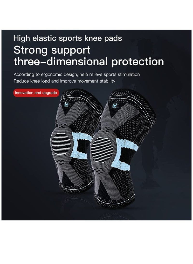 SOLARAE Knee Brace with Patella Pad & Side Stabilizers, Non-Slip Knee Support for Joint Knee Pain Relief Women and Men, Knee Support for Working, Running, Weightlifting, Fitness-1 Pair, L Size - Image 4