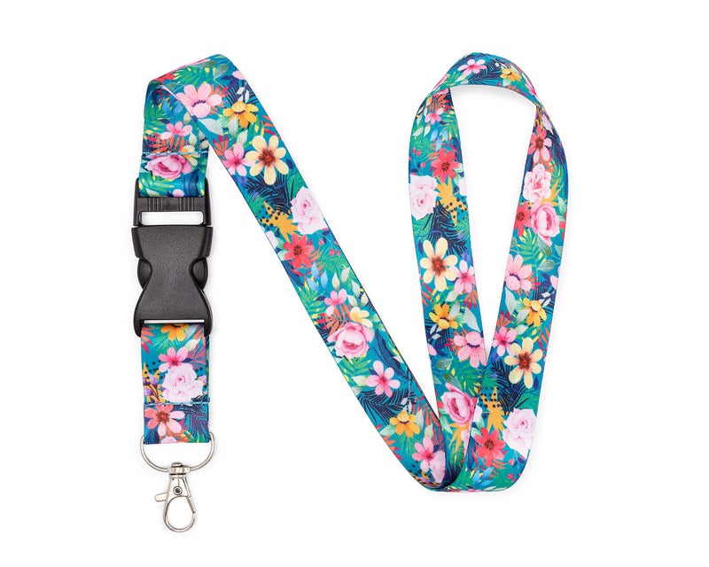 Great 1 Floral Neck Lanyard for Women with Metal Clasp and Detachable Buckle - Office and School - Keychain, Id Badge Holder, Keys, Cards, Wallet, USB, and Lightweight Accessories - Cute, Pretty, Fashion - Image 1