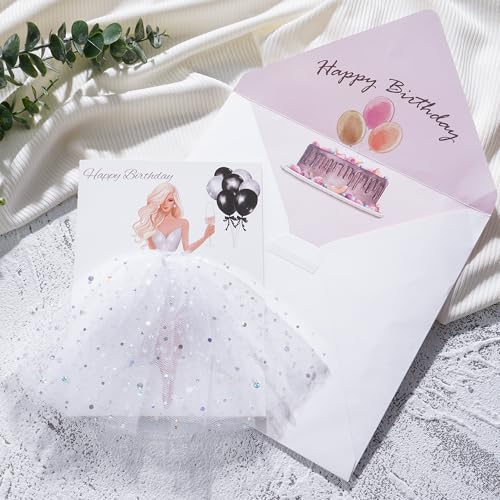 AYGXU 3D pop up birthday card,funny Birthday cards for women,happy birthday card with skirt and envelope,personalized birth day cards for women daughter,mom,sister,girlfriend-silver white - Image 5