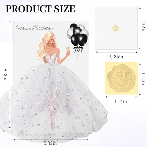 AYGXU 3D pop up birthday card,funny Birthday cards for women,happy birthday card with skirt and envelope,personalized birth day cards for women daughter,mom,sister,girlfriend-silver white - Image 2