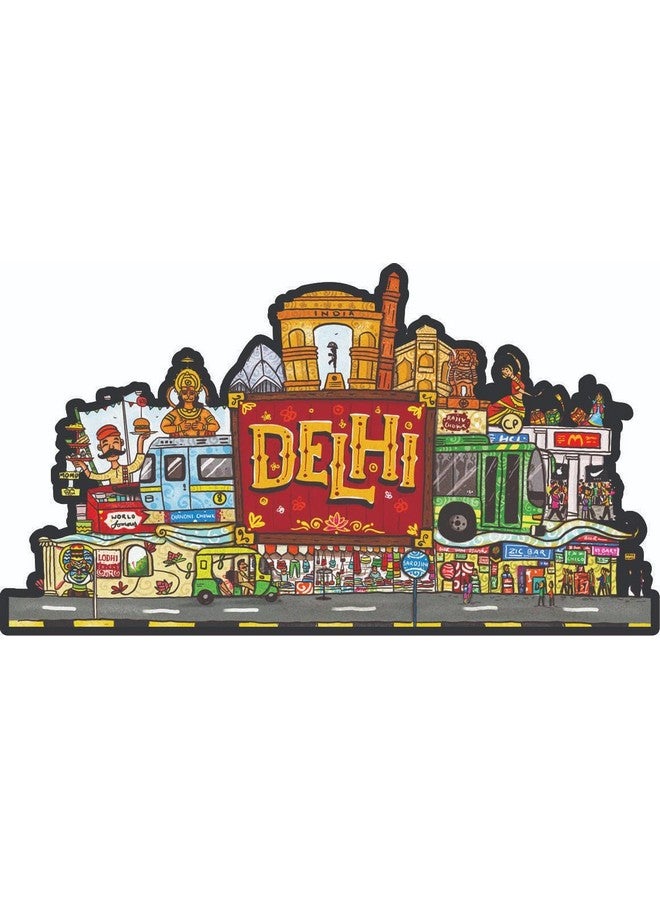 Skywalk India Souvenir Wooden MDF Delhi Fridge Magnet (Multicolour) M-610