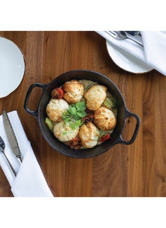 LODGE Seasoned Even Heat Distribution Cast Iron Dual Handle Skillet Pan Black 8 inch L5RPL3  - Image 2