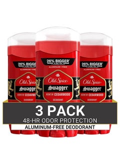 Old Spice Old Spice Aluminum Free Deodorant for Men, 24/7 Odor Protection, 24/7 Lasting Freshness, Red Collection, Swagger with Cedarwood Scent, 3.8 oz (Pack of 3)  - Image 1