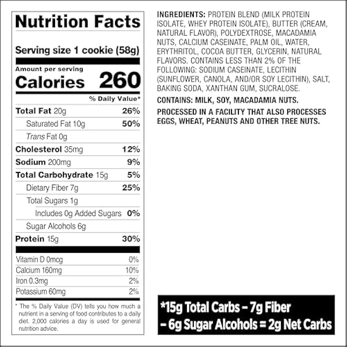 Quest Nutrition White Chocolate Macadamia Protein Cookie, 15g Protein, 1g Sugar, 2g Net Carbs, Keto Friendly, High Protein, Low Carb; 4 Count - Image 2