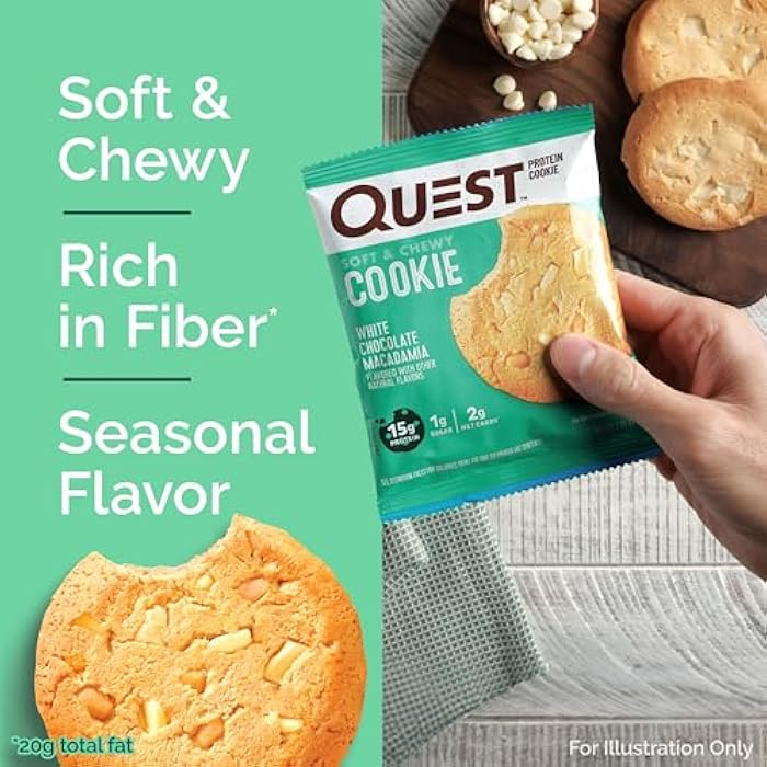 Quest Nutrition White Chocolate Macadamia Protein Cookie, 15g Protein, 1g Sugar, 2g Net Carbs, Keto Friendly, High Protein, Low Carb; 4 Count - Image 5