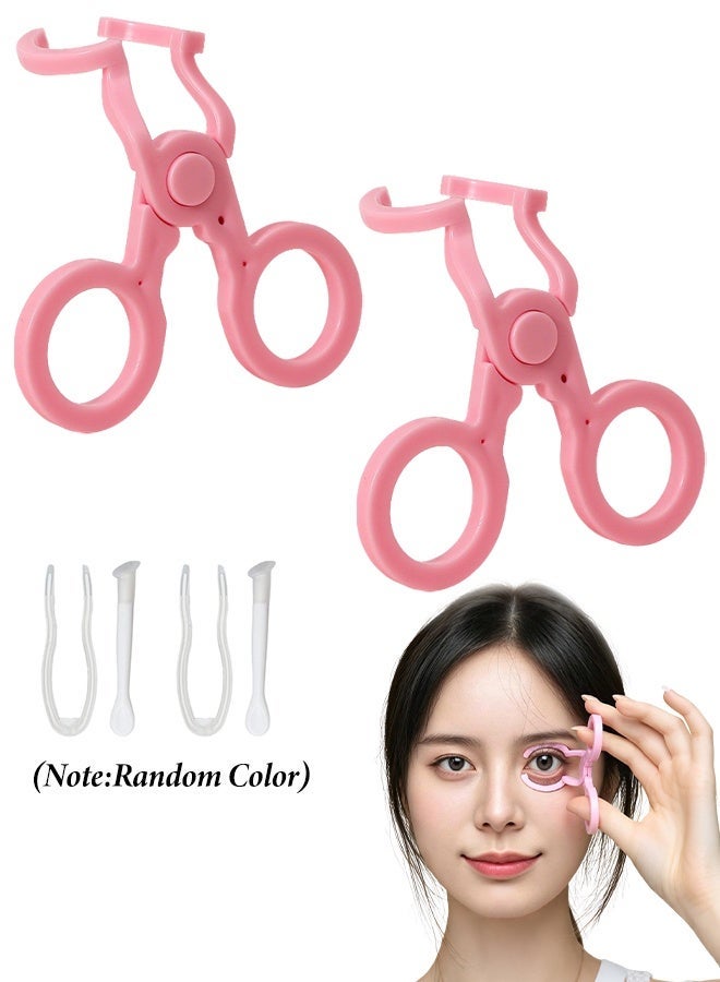 2 Sets Pink Women Contact Lens Inserter Remover Tool, Soft Plastic Tweezers Suction Cup Hygienic Eye Care Beauty Accessories for Daily Use - Image 1