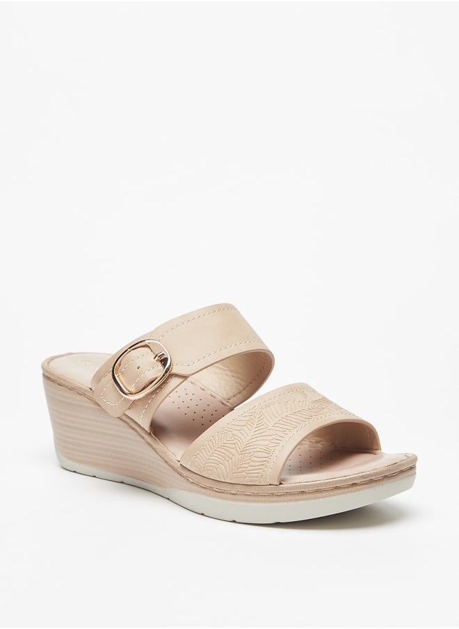 Le Confort - Women Wedge Heel Sandal With Floral Embossed Details - Image 1
