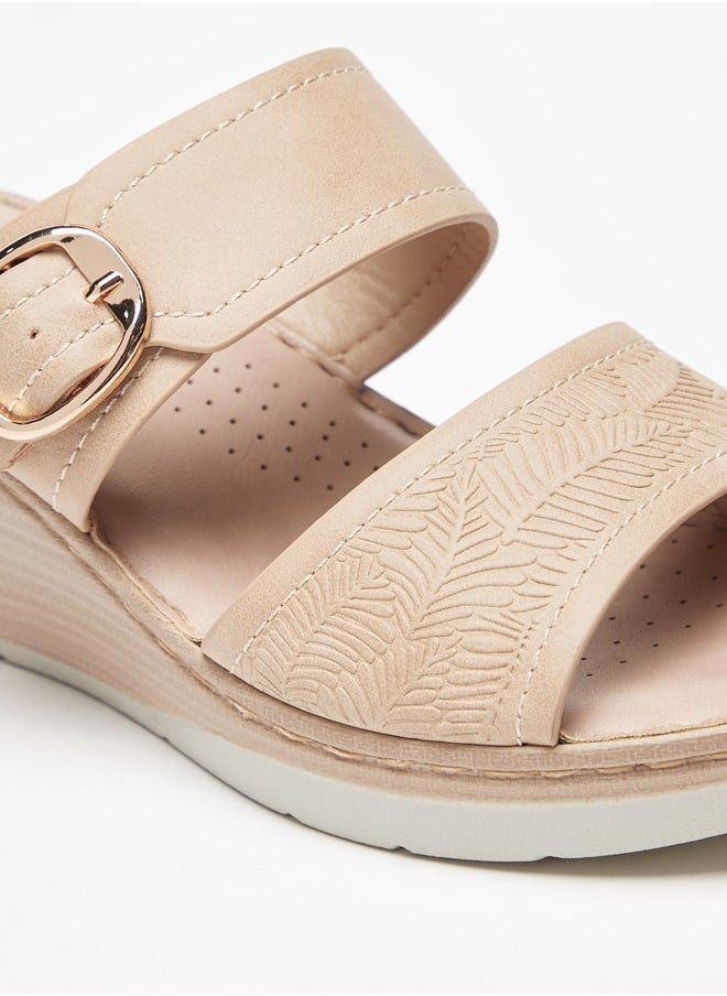 Le Confort - Women Wedge Heel Sandal With Floral Embossed Details - Image 1