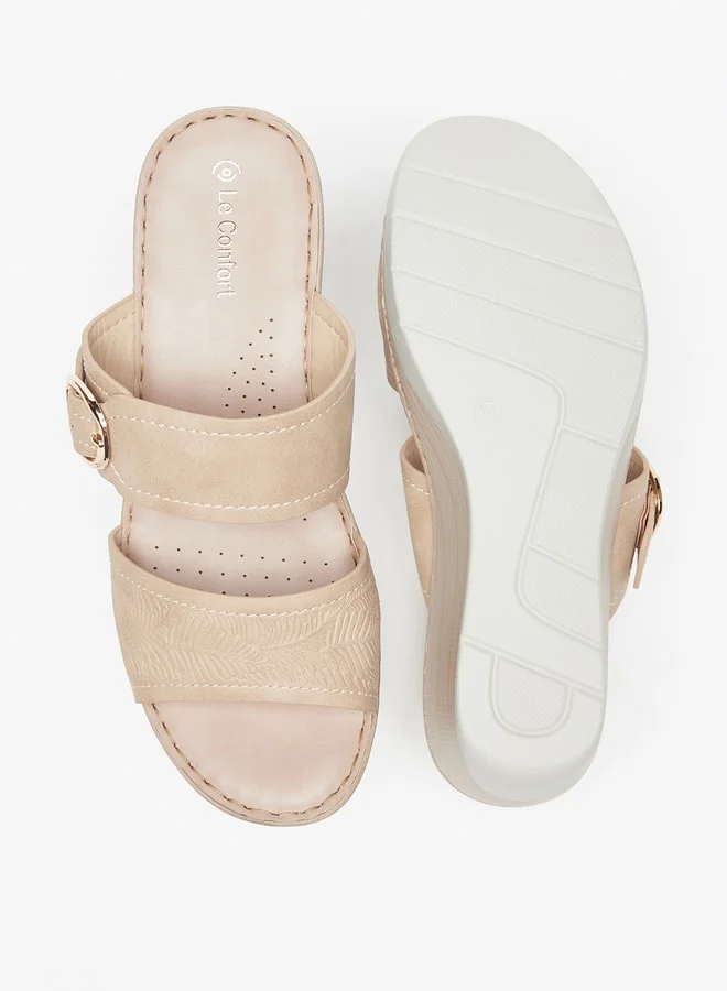 لو كونفورت Women Wedge Heel Sandal With Floral Embossed Details