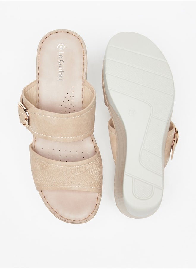 Le Confort - Women Wedge Heel Sandal With Floral Embossed Details - Image 1