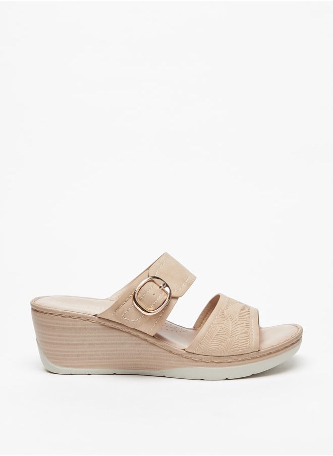 Le Confort - Women Wedge Heel Sandal With Floral Embossed Details - Image 1