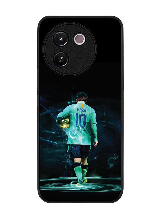 Stylizedd Rugged Black edge case for Vivo V30e, Slim fit Soft Case Flexible Rubber Edges Anti Drop TPU Gel Thin Cover -  Golden Messi - Image 1