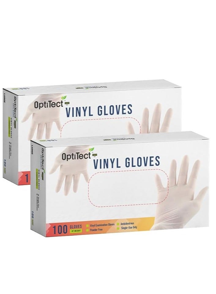 OptiTect Vinyl Gloves Powder Free, XL Size, 100 Disposable Pieces – Durable, Comfortable & Latex-Free Pack of 2 - Image 1